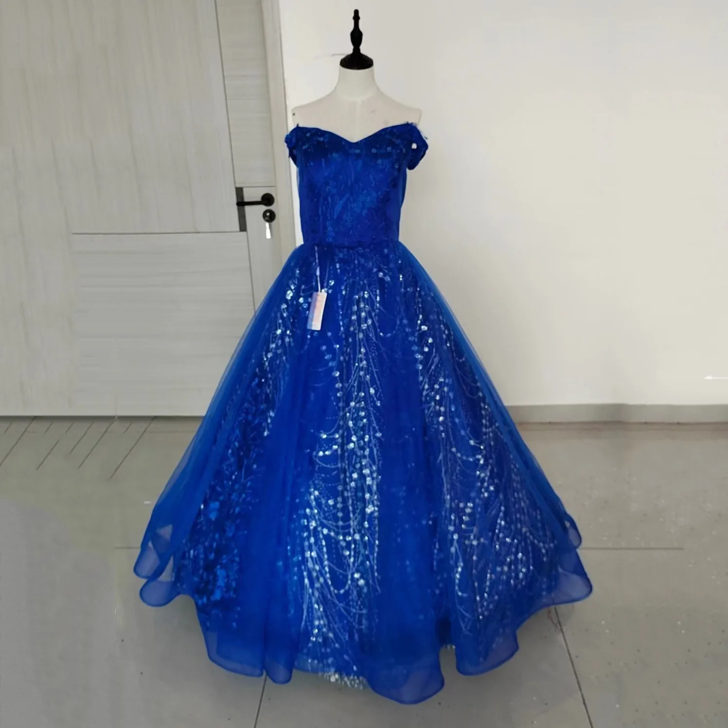 Quinceanera-vestido azul claro para adultos, vestido de princesa com vestido de renda pong bola, espumante, glitter, para a festa, 15