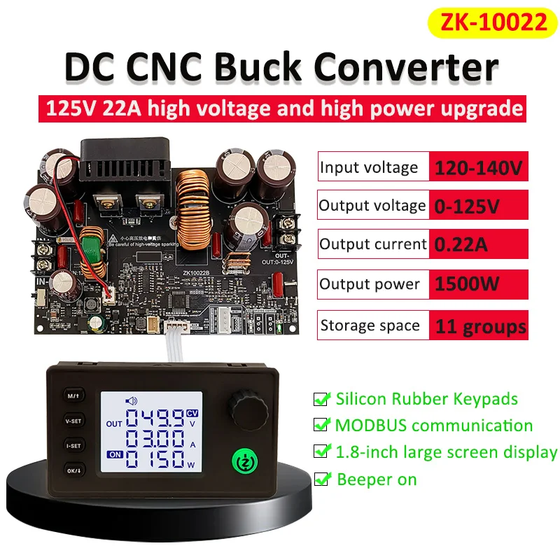 1500W DC CNC Buck Converter Regulated Laboratory Constant Voltage Constant Current Power Supply LCD Display Step-down Module