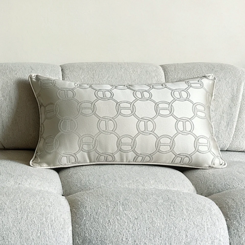 

Modern Woven Hotel Sofa Decorative Home Use Pillow Cover Lumbar 30x50cm Circles Beige Brown Cushion Cover 1 Piece