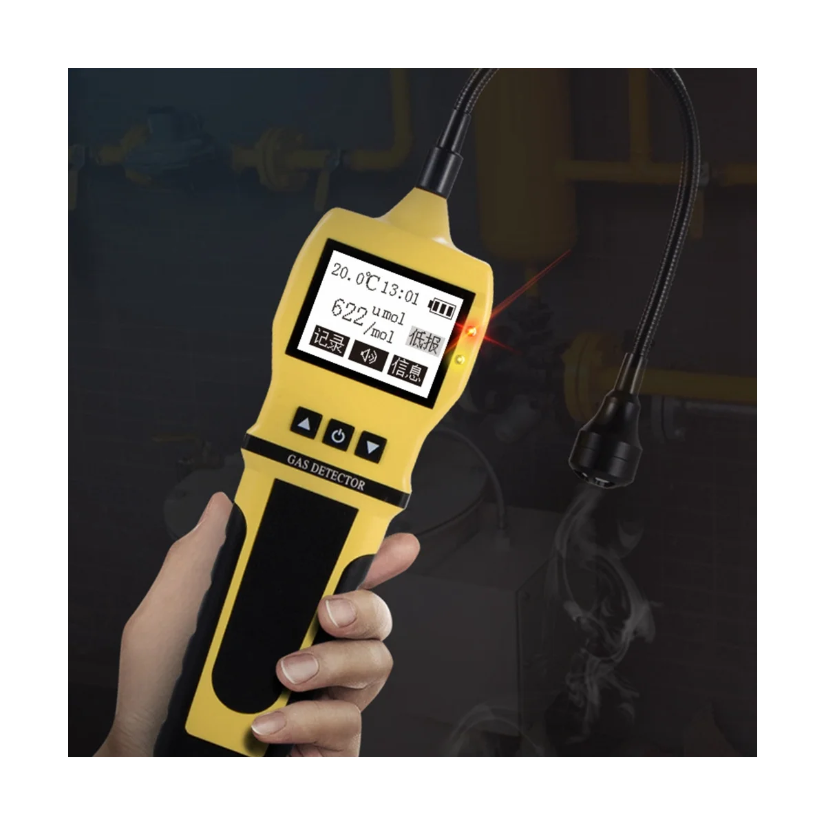 BH-90 Digitale Gaslekdetector 0-10000ppm Ch4 Natuurlijke Kolen Brandbaar Gas Snelle Analysator Sensor (Geel)