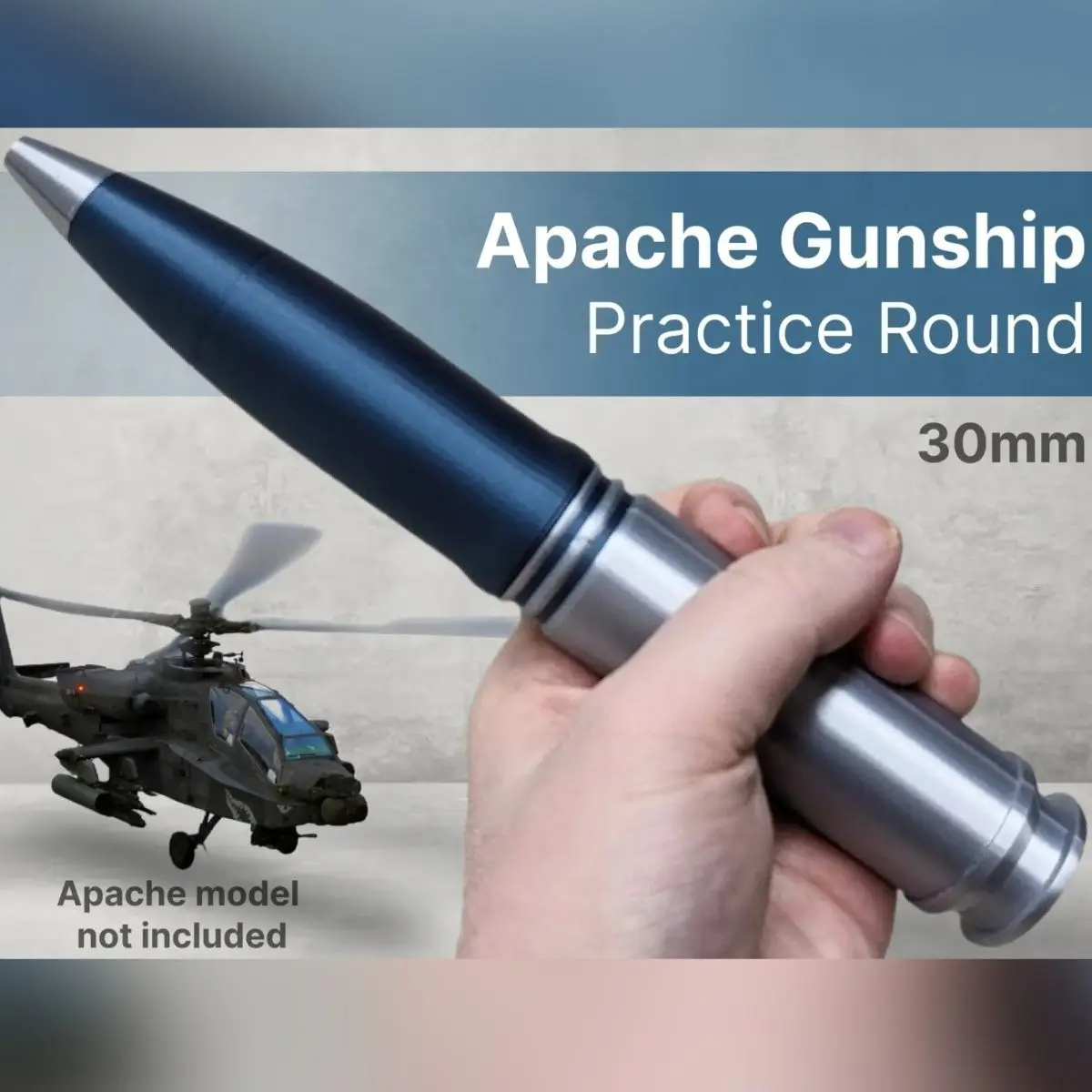 

Apache 30mm Machine Gun Bullet 1:1 Helicopter Training Bullet Model Realistic Military Enthusiast Ornament Printed Perfect Gift