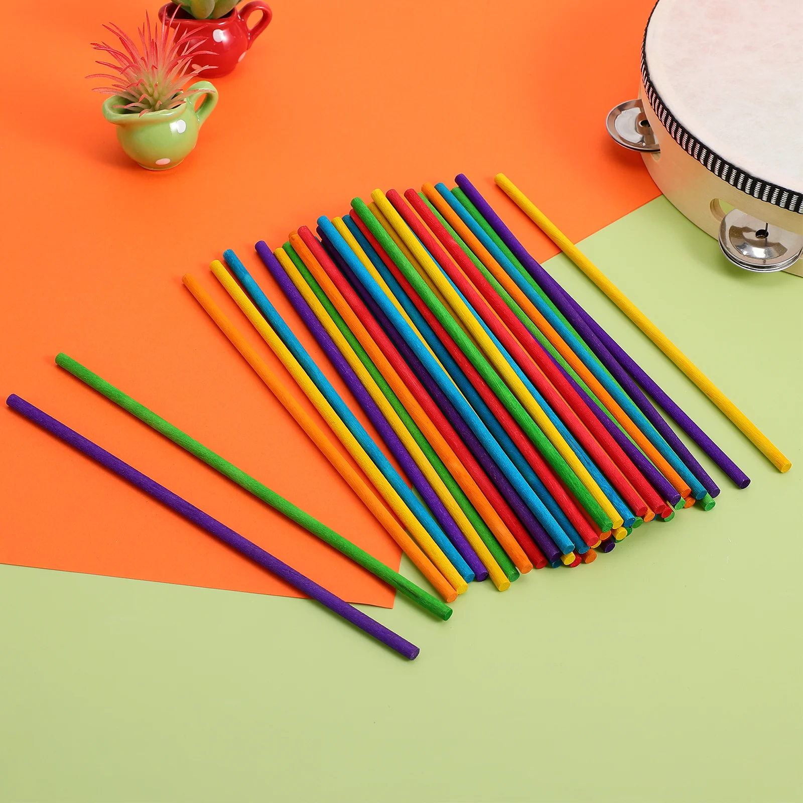 50 قطعة من أعواد إيقاع الخشب الملونة بحواف مستديرة وعصي قرع الآلات الموسيقية للمبتدئين هدية تعلم الموسيقى #1