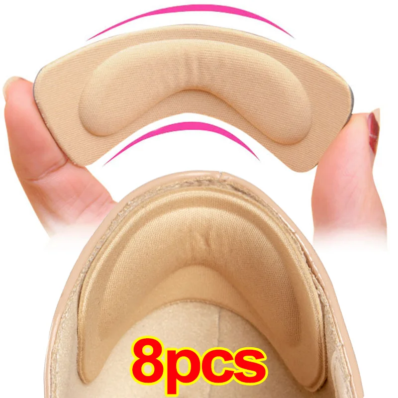 4pairs New Heel Insoles Patch Size Adjustment Anti-wear Shoe Cushion Pads Feet Care Heel Protector Adhesive Sticker Shoes Insert