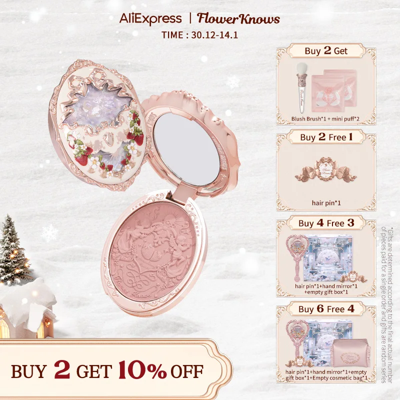 Flower Knows Strawberry Rococo Series Embossed Blush 5g Blush Powder