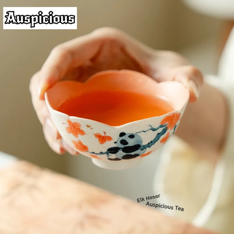 100ml Rock Ore White Orange Glaze Teacup Boutique Tea Bowl Mug Tea-tasting Fragrance Cup Jianzhan Master Cups Tea Items Gifts