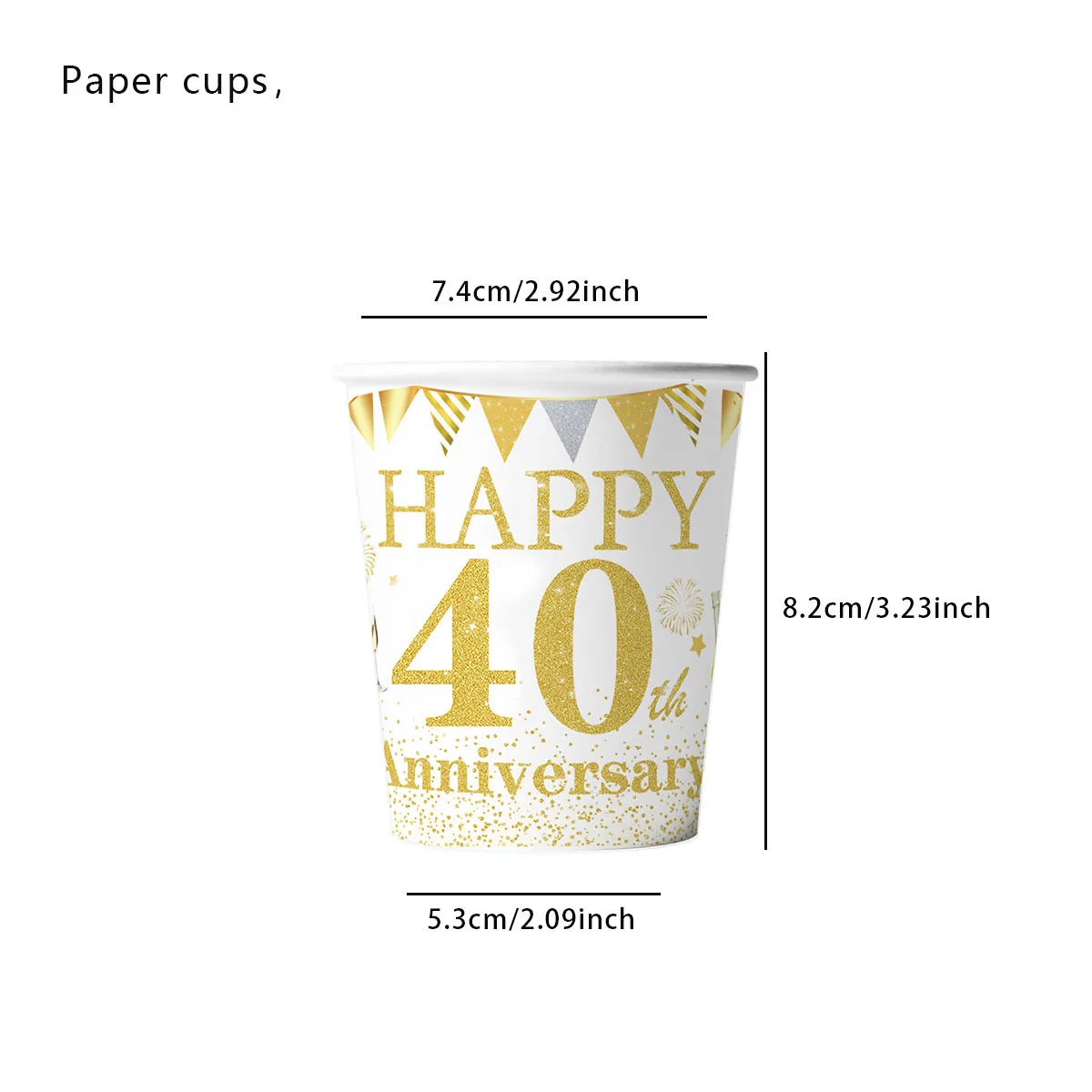 40 50 60. Geburtstag Dekorationen Pappbecher Einweg-Trinkbecher Gold und Schwarz Party Männer Frauen Geburtstag Jubiläumszubehör – Detail 5