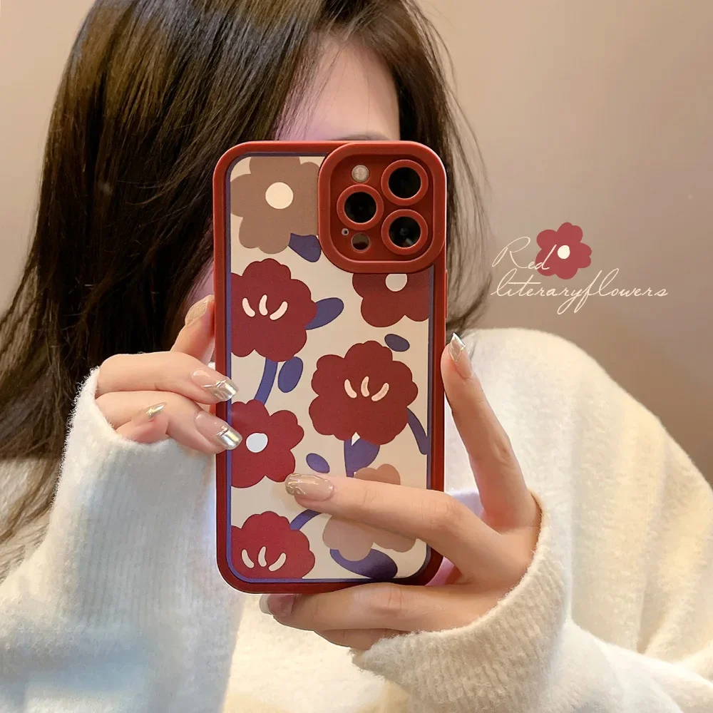 Retro spring sweet flower art Shockproof Phone Case For iPhone 15 14 13 12 11 Pro Max 14 15 Plus Xr Xs Max X case Cute cover