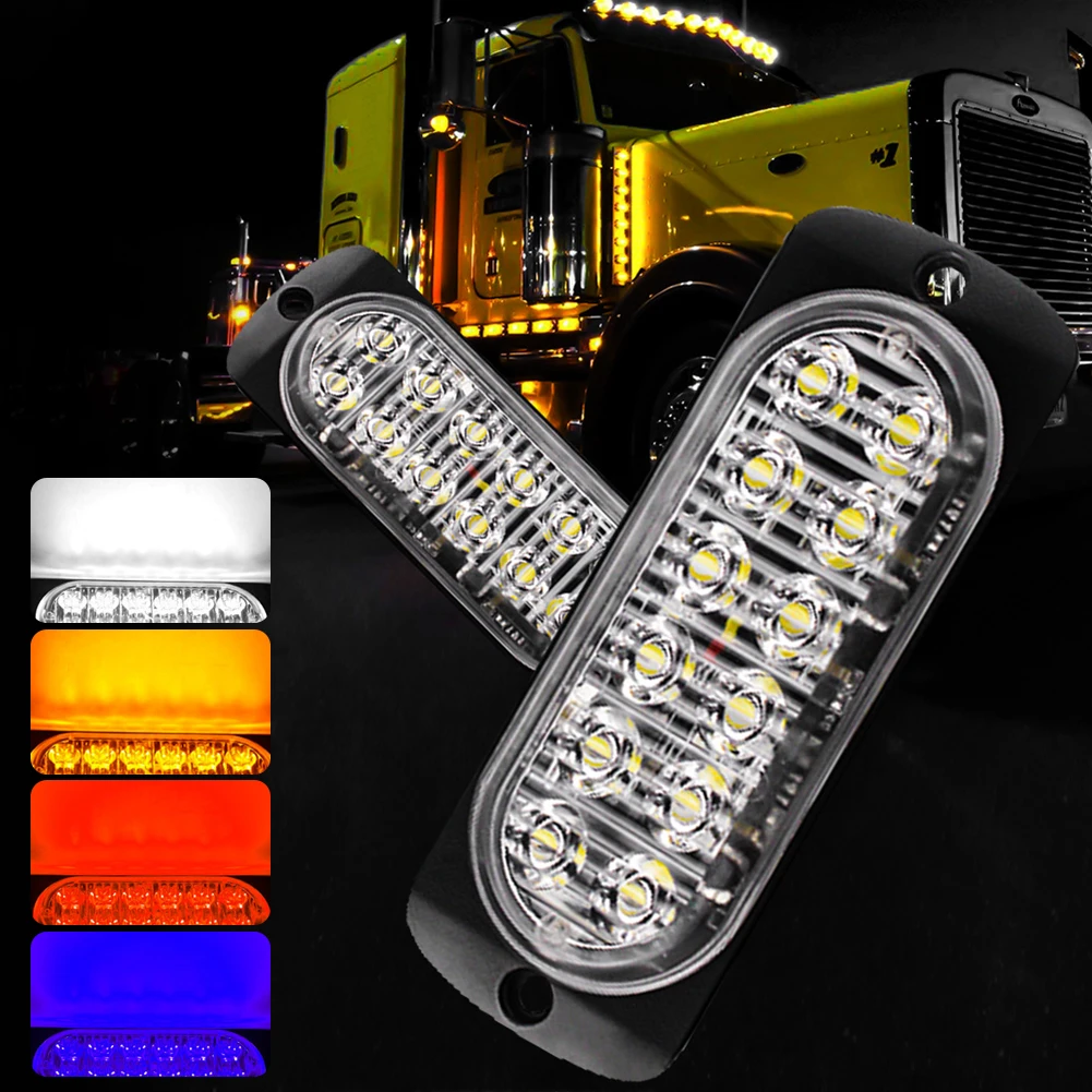 DC12-24V Strobe Lights With Remote Control 12LED Car Side Marker Lights Grille Lights 16 Modes Warning Emergency Lights Truck