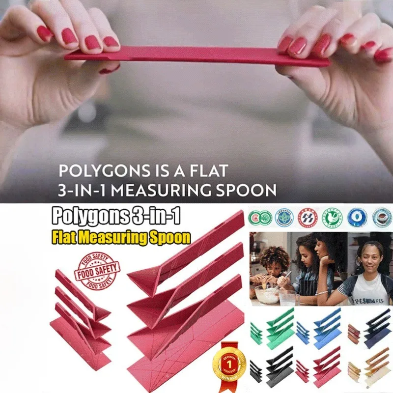 

[Safe Food Grade Flat] Flat Three-In-One Measuring Spoon/Leakage Magnetic Accurate Multifunctional Easy To Clean Kitchen
