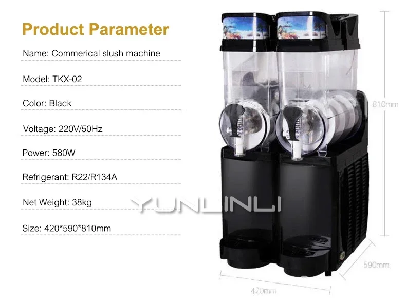 30L Double-tank Ice Drink Blender Commercial Smoothie Maker Commercial Slush Making Machine TKX-02