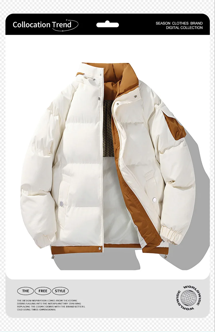 2026 winter casual down cotton jacket Men's short cotton coat trendy solid color thicken warm women's coat youth winter jacket