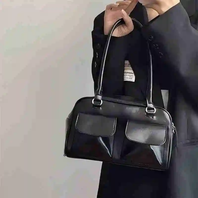 

Vintage Women Business Shoulder Bags Simple Ladies Commute Tote Bag Pu Leather Female Underarm Bag Burgundy Large Handbags Purse