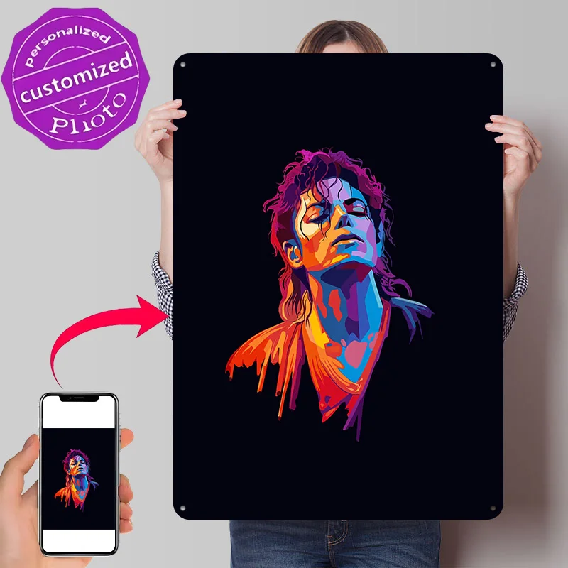 Michael Jackson Pop Art Portrait 3D Printed Texture Poster Personalized Wall Art Retro Metal Tin Signs for Vintage Decor Room