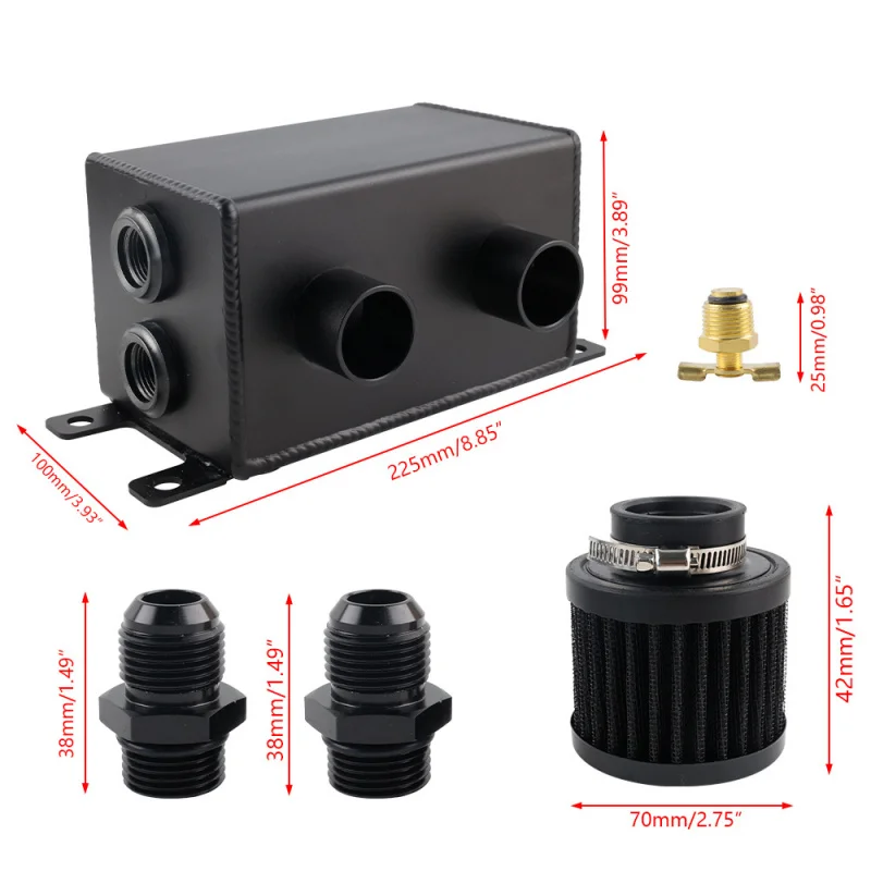 عرض ساخن عبر الحدودAN10 وعاء زيت المحرك قابل للتنفس 1.2L خزان وقود المحرك مادة الألومنيوم مع فلتر يربك مزدوج