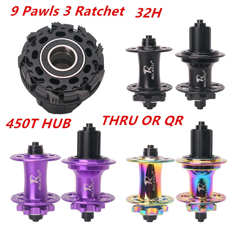 9 Pawls RUJIXU Mtb Hub 32 Holes Bearing Mountain Bike Freehub Rear Hub  Noisy Cube Bicycle Bushings 12 11 10 9 8 7 Speed