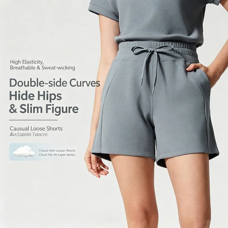 Women's Summer Thin Loose Three-quarter Sports Shorts Casual Outerwear Running Fitness Shorts for Women