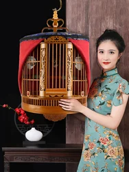 Bamboo cage with painted eyebrows for parrots, large size for household use, complete set of bamboo cages, old bamboo