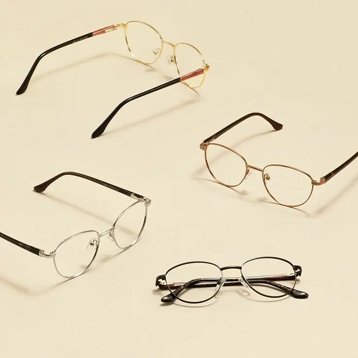 Metal Oval Full Rim Glasses Frame With Spring Hinge For Prescription Lenses