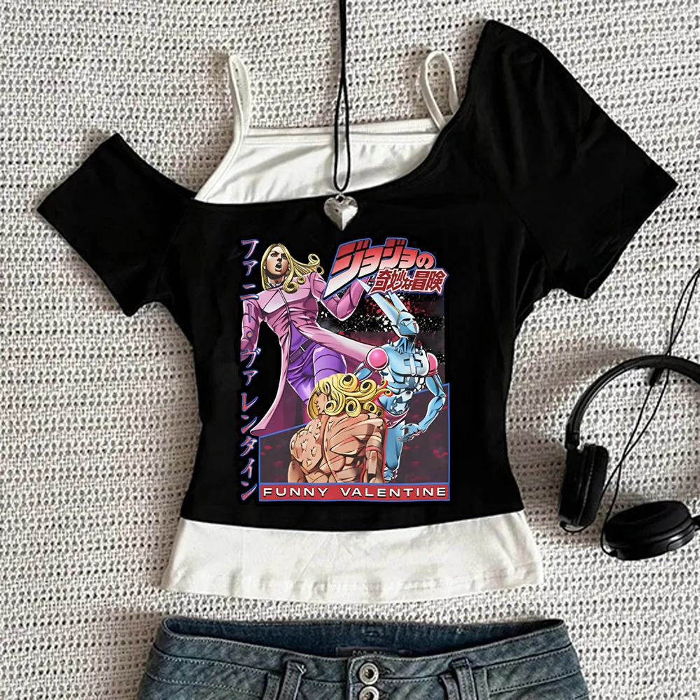 Jojo Bizarre Adventure Crop-Top für Teenager, Ausverkauf, Party, Emo, Kawaii, T-Shirt, 2000er, japanische Party, Goth-Scene – Detail 15