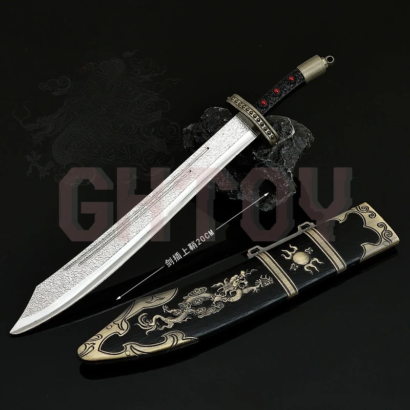 

22cm/8.66in Old Water Margin Game Peripheral Blue Faced Beast Yang Zhi Knife Metal Sheathed Craft Toy Sword Desktop Display Gift