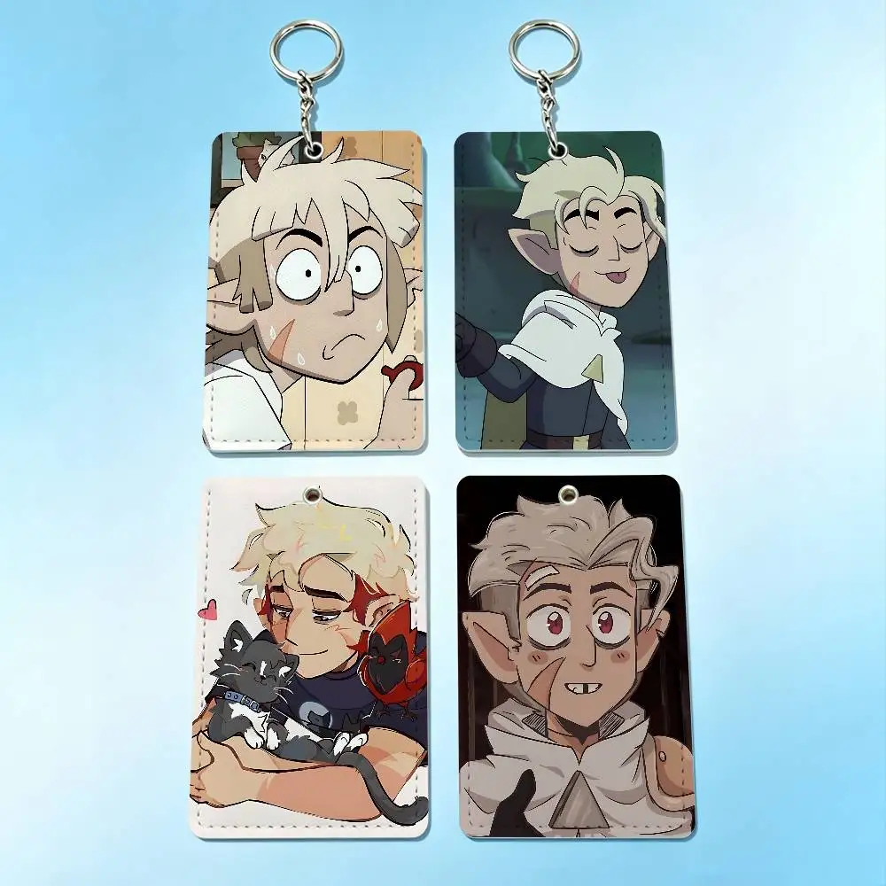 

T-The O-Owl House H-Hunter Card Case Leather Card Holder Keychain Key Ring Door Access Tags ID Card Case Keychain
