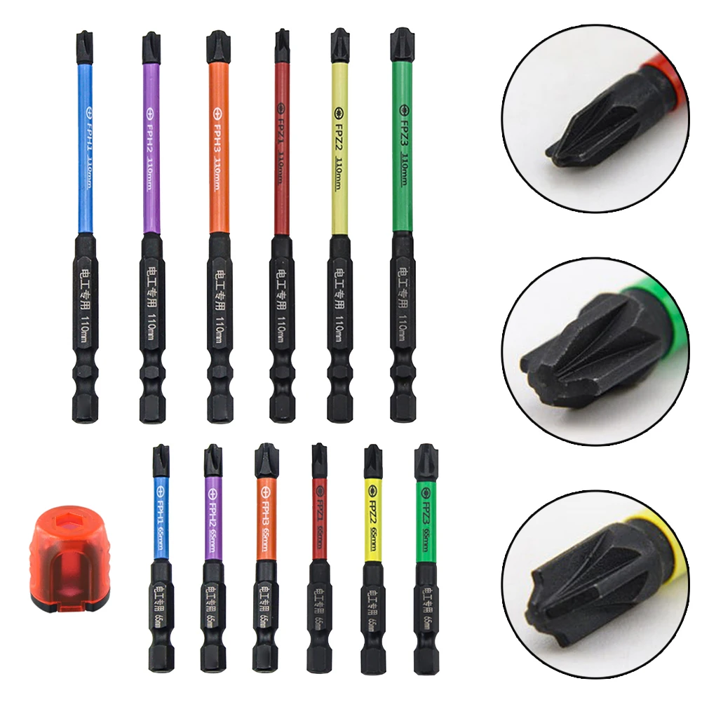 4pcs/set Electrician Screwdriver Bits Slotted Cross Magnetic Screwdriver Bit With Magnetizer FPH1 FPH2 FPH3 FPZ1 FPZ2 FPZ3