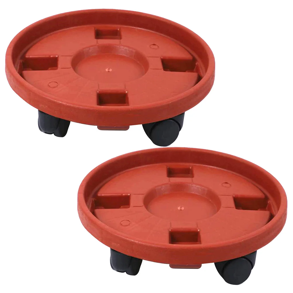 

2pcs Plant Pots Tray Round Flowerpot Base Durable Premium Plastic Material Universal Wheel Garden Home Use Outdoor Move