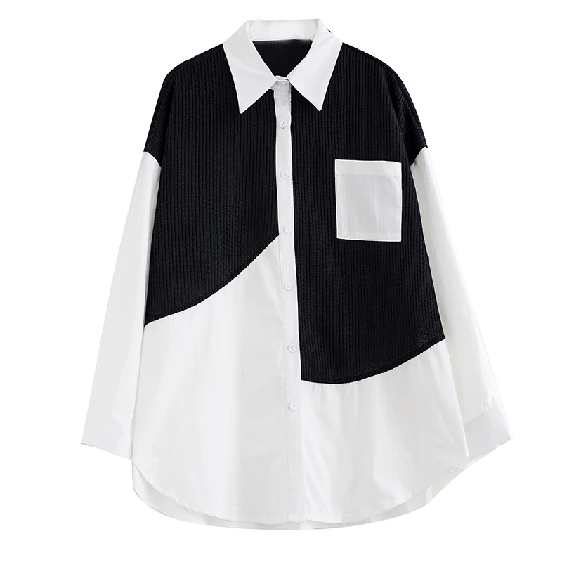 Feminino malha retalhos cor blo longo sve irt coreano sle solto ajuste cor pura botão acima cardigan casaco topo