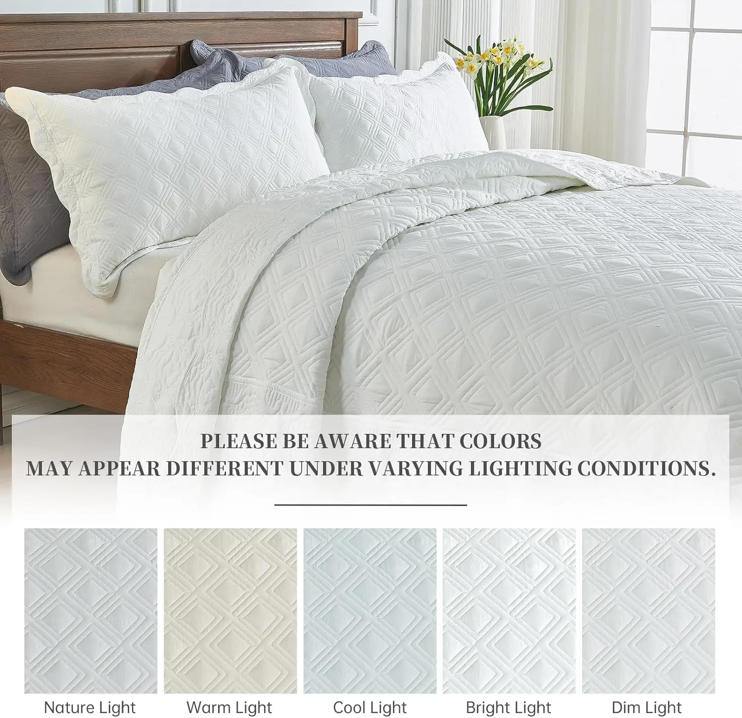 Kingsize Beddensprei Set Oversized Queen Bedsprei 106X96 Inch Kingsize Dekbed Set Lichtgewicht Dekbed Sets Met Shams Raster &