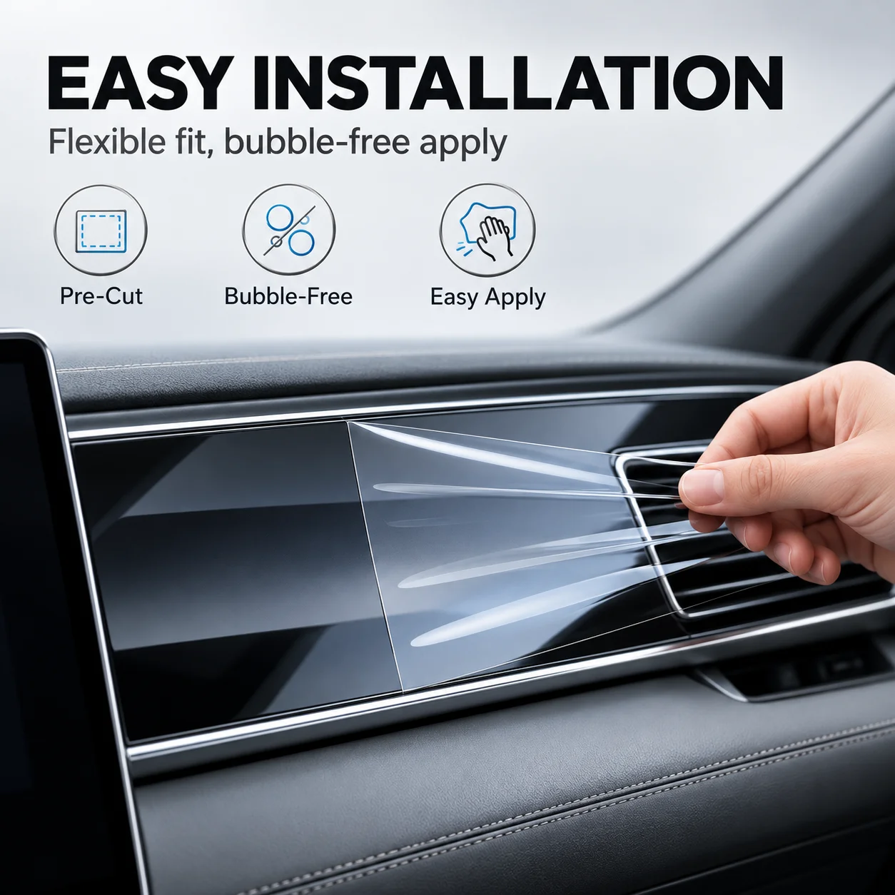 YZ Center Console Protective Film For Volkswagen ID.4 Crozz GTX 2021-2024 TPU Gear Panel and Navigation Screen Anti-Scratch 5