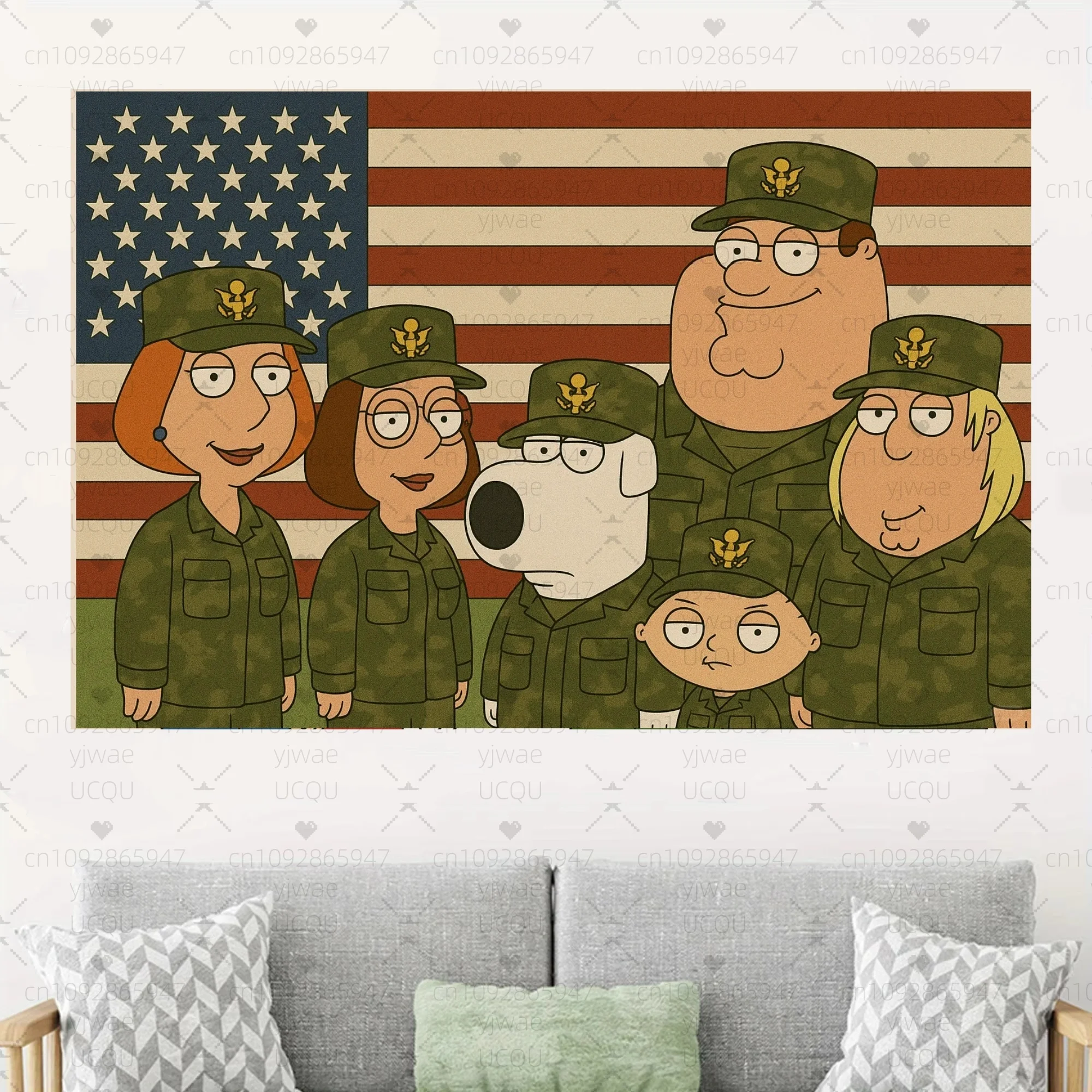 2026 Peter Griffin Familienflagge, Cartoon-Wandteppich, Wandbehang, leicht, Heimdekoration für Schlafzimmer, Wohnzimmer, Schlafsaal, Wandteppich