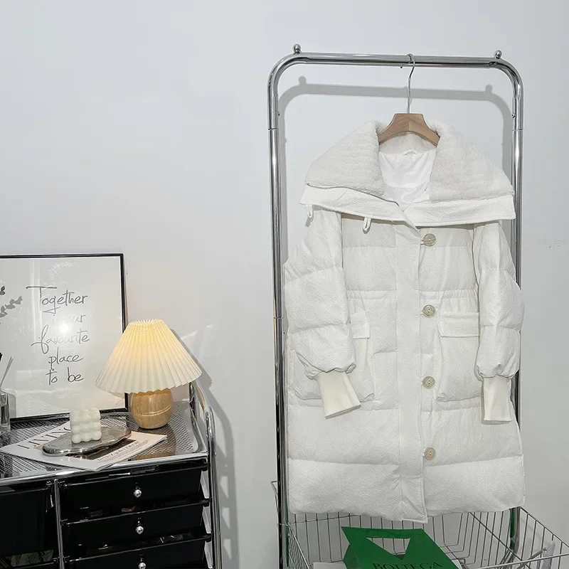 Winter Warm Thick Long Puffer Jacket Patchwork Cotton Coat Over The Knee Parkas Korean Chic Coat Windproof Windbreaker New