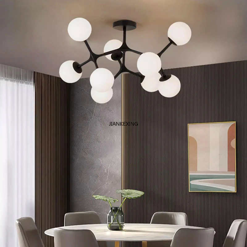 Imagem -02 - Bola de Vidro do Teto Lustre Jantar Sala Mesa Central Quarto Lâmpada Pendant House Decor Brilho Luminária Novo