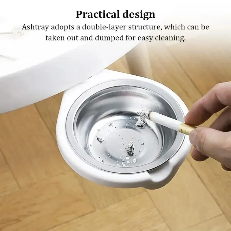 Indoor concealed adhesive table bottom rotating ashtray detachable and easy to clean stainless steel ashtray