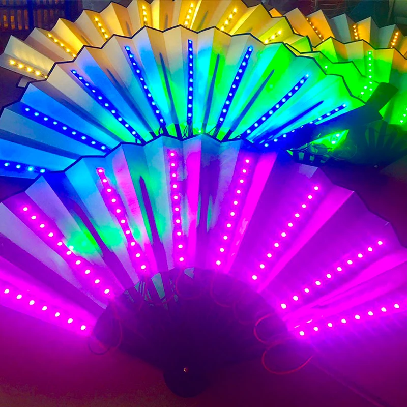 

Glow Folding LED Fan Dancing Lights Fan Night Show Stage Performance Props Bar Night Club Party Decoration Glow In The Dark