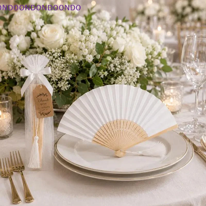 Portable Paper Folding Hand Fans Bamboo Ribs Foldable Handheld Fans For Wedding Party Favors Summer Cooling Crafts Projects