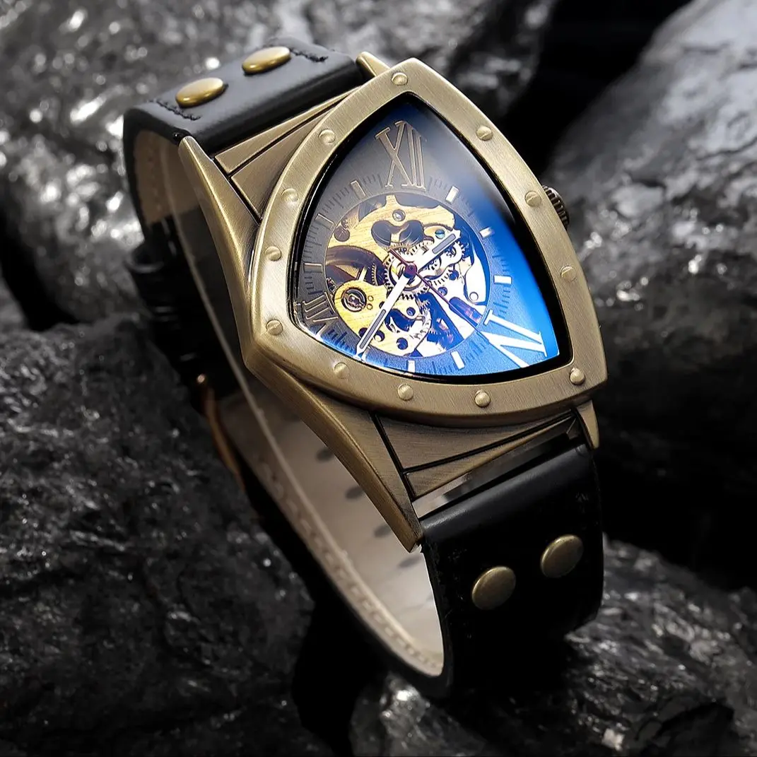 Fashionable Men's Watch Triangle Hollowed Out Luminous Fully Automatic Mechanical Movement Mechanical Watches reloj automático
