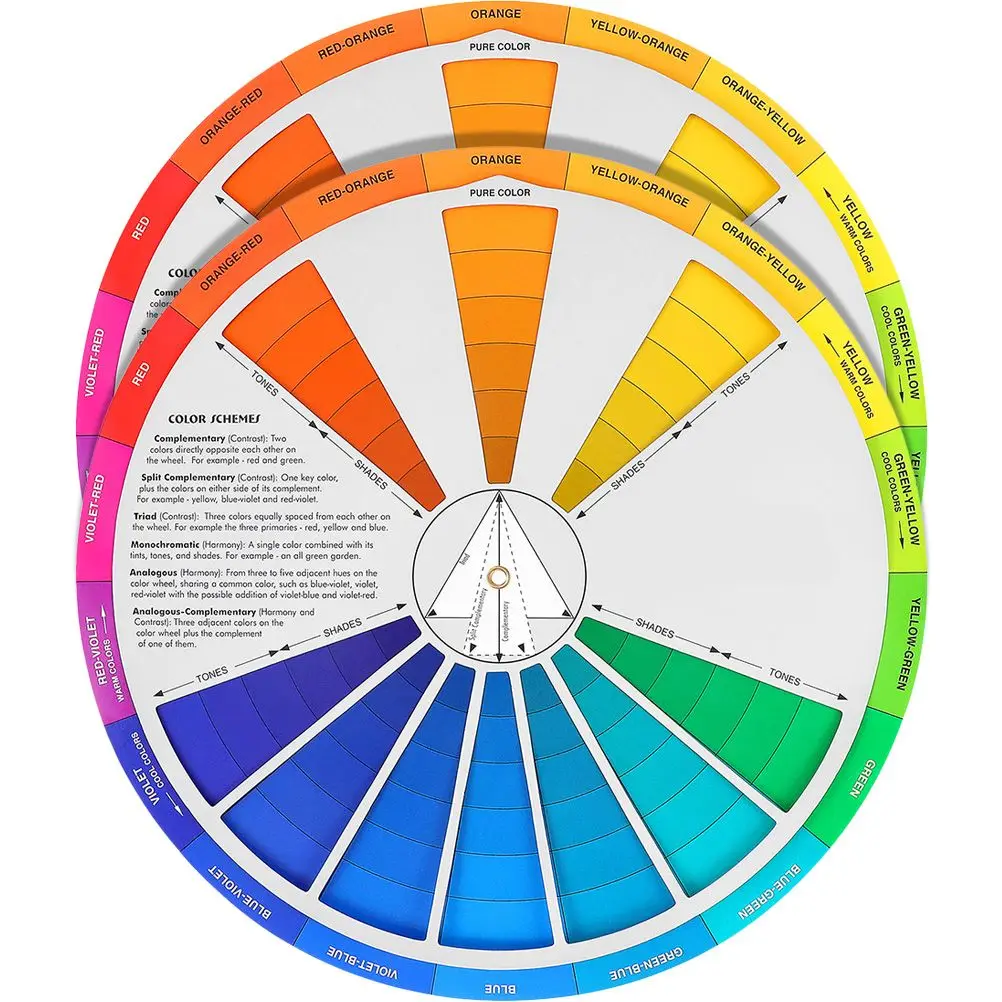 

2 Pcs Gradient Wheel Standard Color Card Lightweight for Tattoo Nail Painting Supplies Visual Color Relationships Teaching