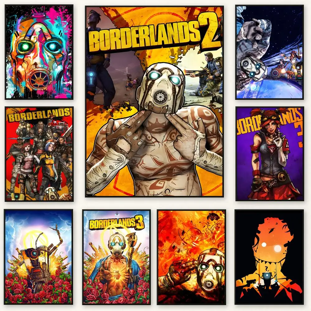 Looter Shooter B-Borderlands Poster Frameless Peel-and-Stick Removable Wall Art Print