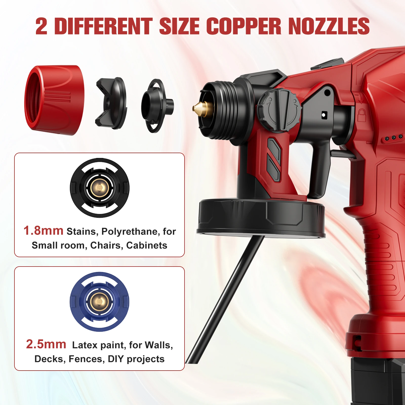 Cordless Electric Spray Gun For Milwaukee 18V Battery HVLP Auto Furniture Steel Coating Airbrush For Car Home Windows Power Tool