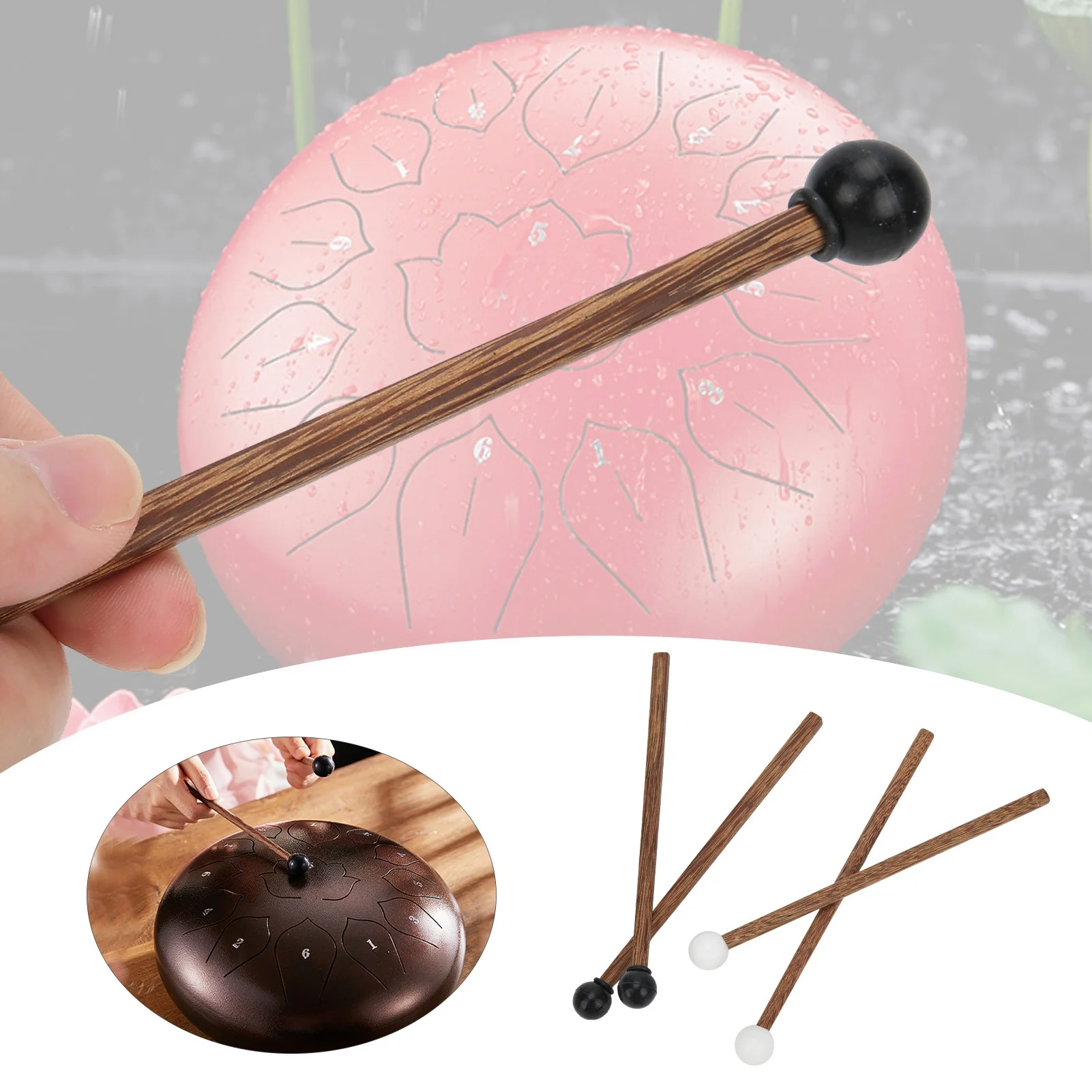 4Pcs Steel Tongue Drum Mallet Children\'s Rubber Drumstick Percussion Instrument Parts 16.5cm