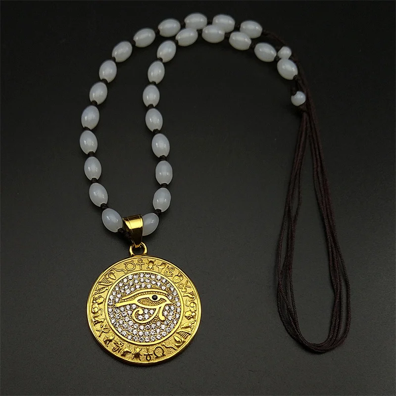 

Stainless Steel Rhinestones Eye of Ra Horus Car Pendant for Women Men Statement Egyptian Hieroglyphs Symbol Car Mirrors Jewelry