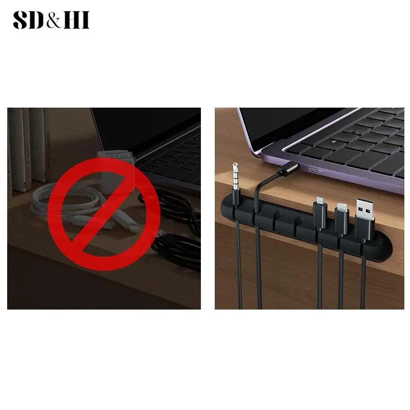 Cable Organizer Management Wire Holder Flexible USB Cable Winder Tidy Silicone Clips For Mouse Keyboard Earphone Protector