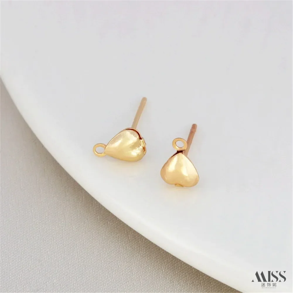 14K vergulde hartvormige waterdruppel schelpvormige oorbellen met hangende oorbellen DIY handgemaakte oornaalden ooraccessoires