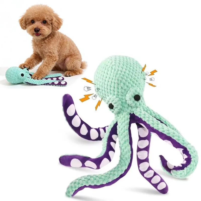1 pièces nouveau chien mignon animal de compagnie en peluche poulpe jouet interactif son Anti-démolition maison grands et petits chiens ennui compagnon jouets cadeaux