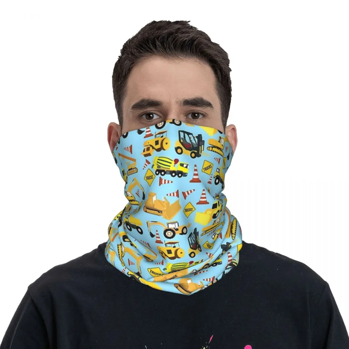 Bandana con estampado de vehículos de camiones de construcción para hombres y mujeres, para el cuello polaina, máscara envolvente, bufanda para correr, transpirable