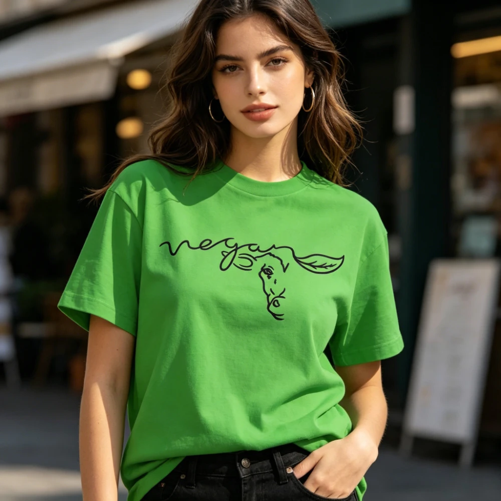 Vegan Cow Line Art T-Shirt Minimalist Vegetarian Lifestyle Graphic Tee Animal Lover Casual Shirt Women Men Crewneck Cotton Tops