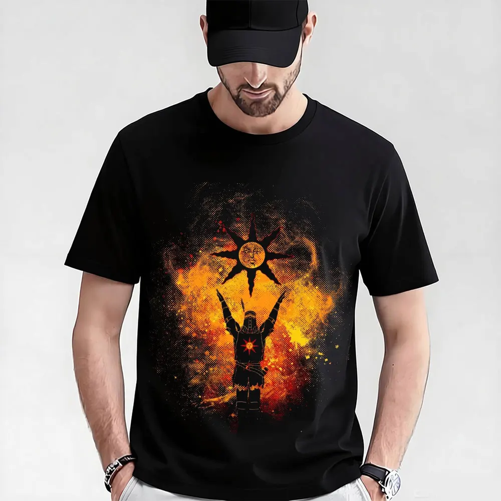 Dark Souls Praise the sun Gift T-shirt 0604 Wolf Knight Artorias Graphic clothes Retro Bloodborne Game Tee US Size Tops S-6XL