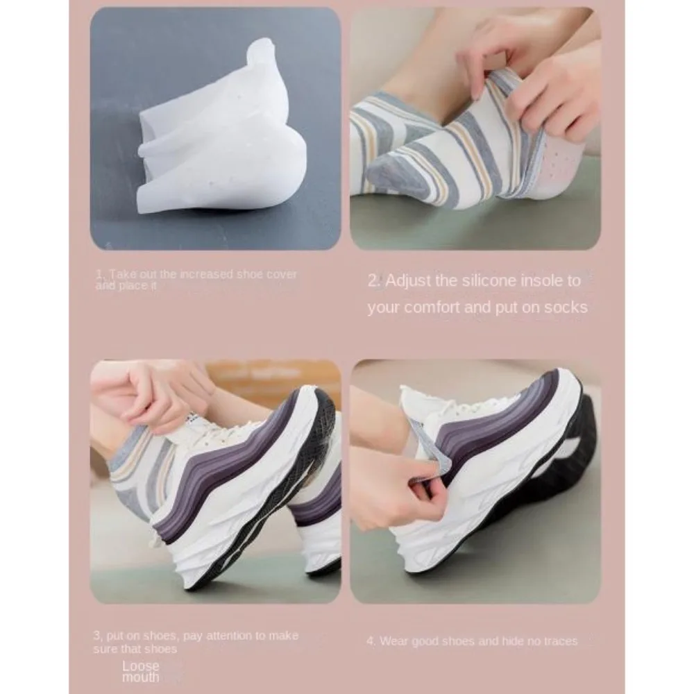 Casual Silicone Invisible Height Socks 2.0-4.0cm Invisible Lifting Increase Socks Heel Cushion Foot Protection Pad Outdoor