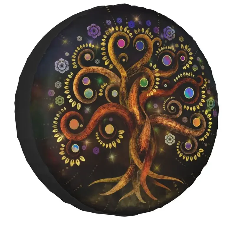 

Tree Of Life Yggdrasil Rainbow Swirl Spare Wheel Tire Cover For Toyota RAV4 Prado Jeep RV SUV 4WD 4x4 Vehicle 14" 15" 16" 17"